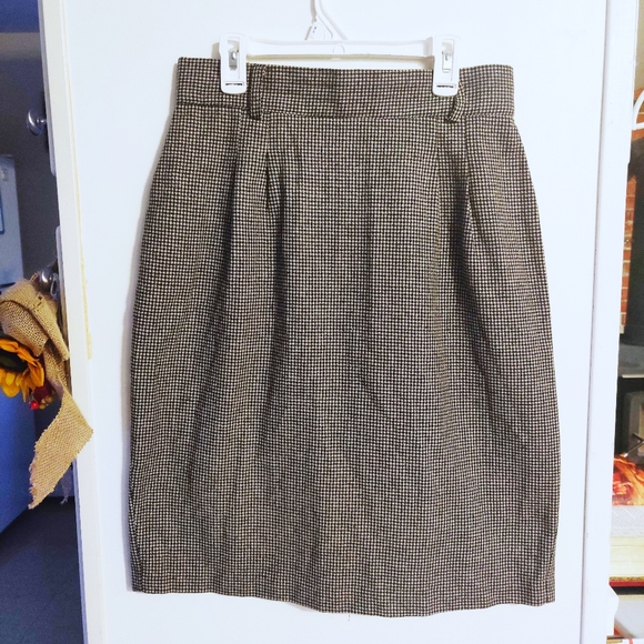 Dresses & Skirts - 🦋 VINTAGE 60s Houndstooth Wool Pencil Skirt 28"